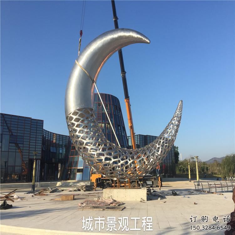 創意月亮雕塑廠家 現代鏤空小品 公園不銹鋼月亮雕塑生產