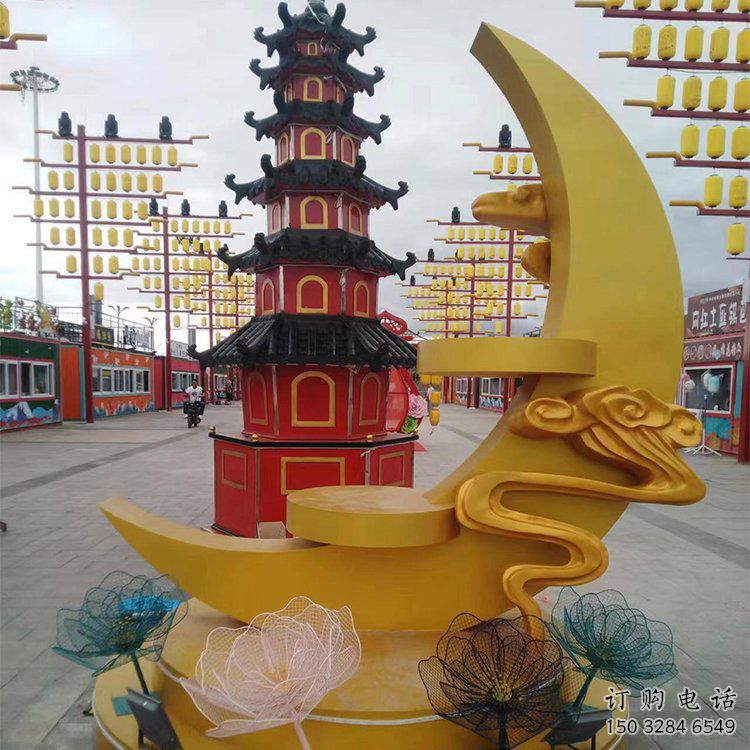 烤漆月亮雕塑廠家 戶外小品 創意不銹鋼月亮雕塑