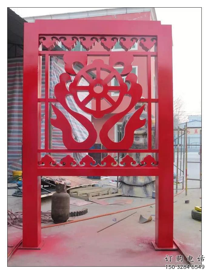 中式屏風雕塑廠家 鏤空烤漆小品 游樂場不銹鋼屏風雕塑