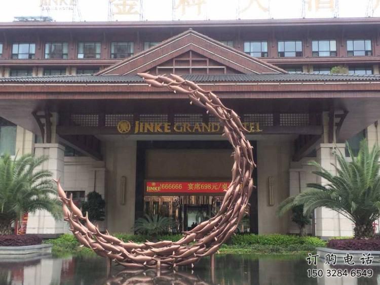 幾何月亮雕塑廠家 烤漆小品 大門口不銹鋼月亮雕塑生產(chǎn)