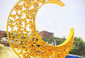 鏤空月亮雕塑廠家 烤漆小品 住宅小區(qū)不銹鋼月亮雕塑制作