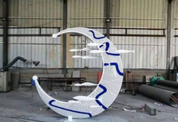 歐式月亮雕塑廠家 抽象擺件 大型不銹鋼月亮雕塑生產