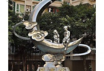 仿真月亮雕塑廠家 電鍍現(xiàn)代擺件 鏡面不銹鋼月亮雕塑生產(chǎn)