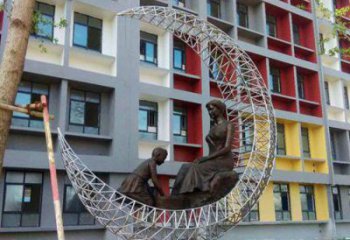 鏤空月亮雕塑廠家 中式擺件 大型不銹鋼月亮雕塑生產(chǎn)