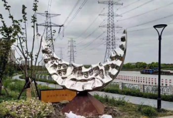公園月亮雕塑廠家 戶外擺件 現(xiàn)代不銹鋼月亮雕塑生產(chǎn)