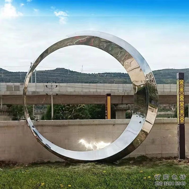 切面圓月雕塑廠家 庭院擺件 戶外不銹鋼圓月雕塑生產(chǎn)