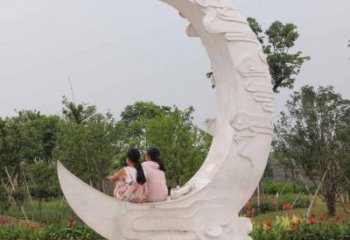 園林月牙雕塑廠家 現(xiàn)代公園小品 中式不銹鋼月牙雕塑生產(chǎn)