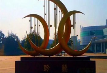 中式月牙形雕塑廠家 烤漆小品 游樂場(chǎng)不銹鋼月牙形雕塑