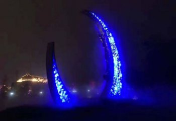 燈光月牙形雕塑廠家 鏤空小品 商業(yè)街不銹鋼月牙形雕塑生產(chǎn)