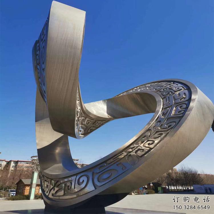 烤漆雙環雕塑廠家 現代小品 戶外不銹鋼雙環雕塑生產