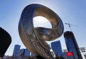 現(xiàn)代雙環(huán)雕塑廠家 大型別墅區(qū)擺件 創(chuàng)意不銹鋼雙環(huán)雕塑生產