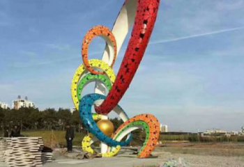 彩繪雙環(huán)雕塑廠家 公園廣場擺件 街頭不銹鋼雙環(huán)雕塑制作