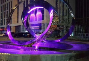 燈光雙環(huán)雕塑廠家 現(xiàn)代廣場小品 商業(yè)街不銹鋼雙環(huán)雕塑生產