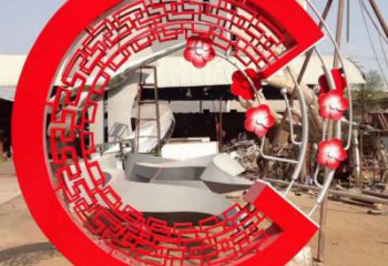 幾何環形雕塑廠家 烤漆小品 大門口不銹鋼環形雕塑生產