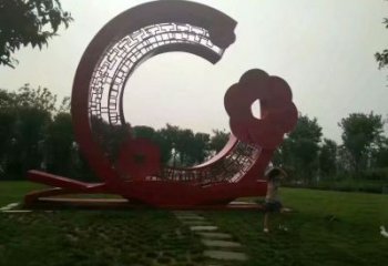 街頭環形雕塑廠家 大型別墅區擺件 戶外不銹鋼環形雕塑生產