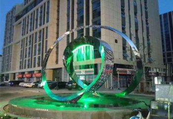 庭院圓圈雕塑廠家 現代燈光小品 鍛造不銹鋼圓圈雕塑生產