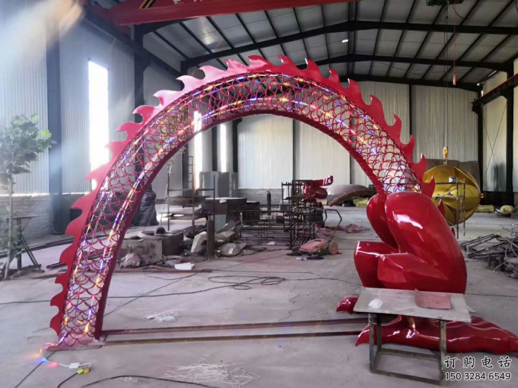 街道拱門雕塑廠家 電鍍現代擺件 烤漆不銹鋼拱門雕塑生產