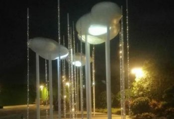 燈光云彩雕塑廠家 燈光小品 商業街不銹鋼云彩雕塑制作