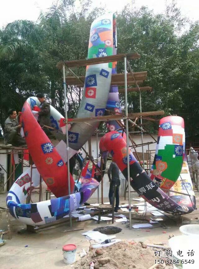 異形絲帶雕塑廠家 現代公園小品 廣場不銹鋼絲帶雕塑價格