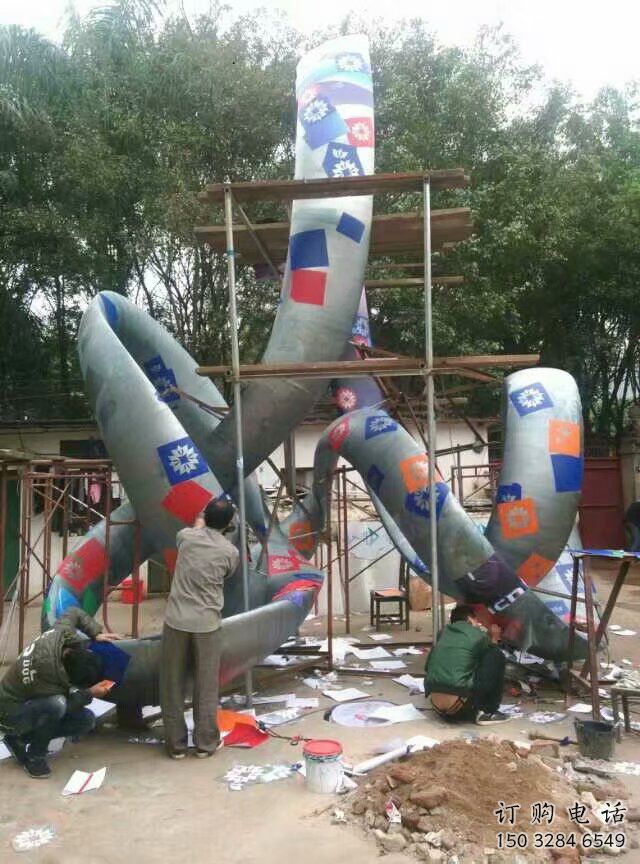 抽象彩帶雕塑廠家 公園小品 戶外不銹鋼彩帶雕塑生產