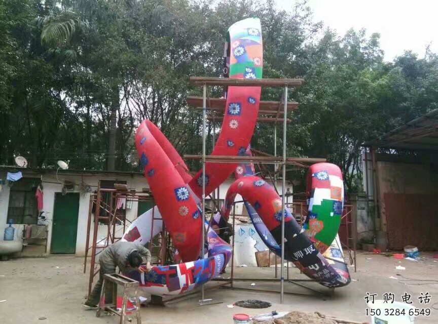 步行街彩帶雕塑廠家 游樂場小品 大型不銹鋼彩帶雕塑生產