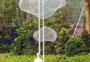 庭院云梯雕塑廠家 草地小品 幾何不銹鋼云梯雕塑制作