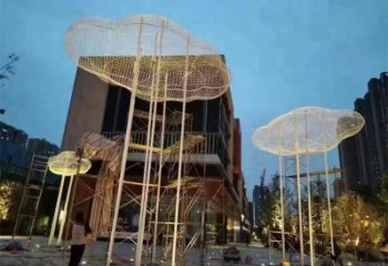 創(chuàng)意云梯雕塑廠家 鏤空小品 公園不銹鋼云梯雕塑生產(chǎn)