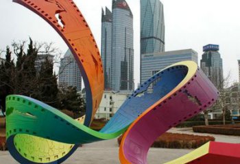 拉絲絲帶雕塑廠家 鏤空創(chuàng)意擺件 別墅區(qū)不銹鋼絲帶雕塑價(jià)格