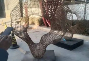 廣場絲帶雕塑廠家 戶外小品 現代不銹鋼絲帶雕塑生產