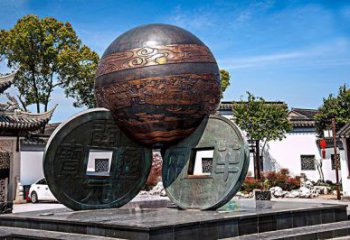 戶外銅錢雕塑廠家 噴漆小品 大型創(chuàng)意銅錢雕塑制作