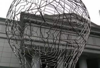 鏤空電燈泡雕塑廠家 園林小品 現代不銹鋼電燈泡雕塑