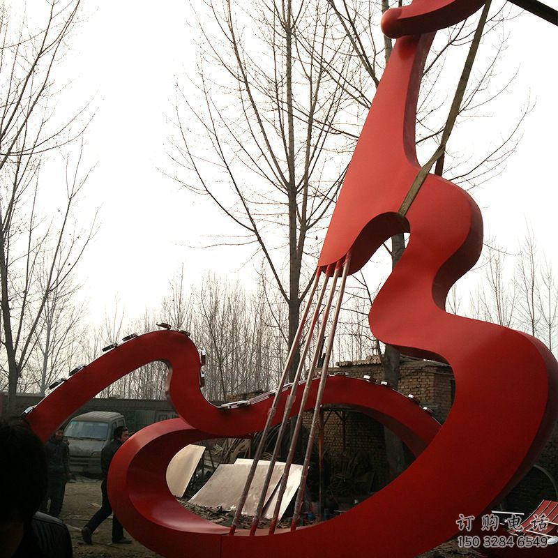 幾何提琴雕塑廠家 烤漆小品 戶外不銹鋼提琴雕塑制作