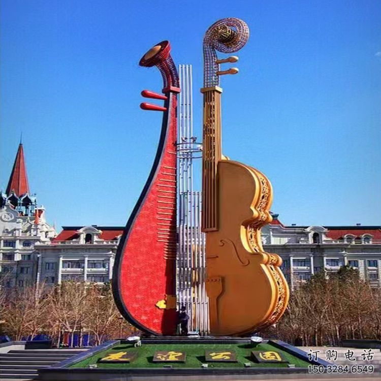 彩繪大提琴雕塑廠家 現代擺件 街頭不銹鋼大提琴雕塑
