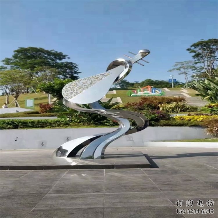 鏡面大提琴雕塑廠家 大型擺件 抽象不銹鋼大提琴雕塑制作