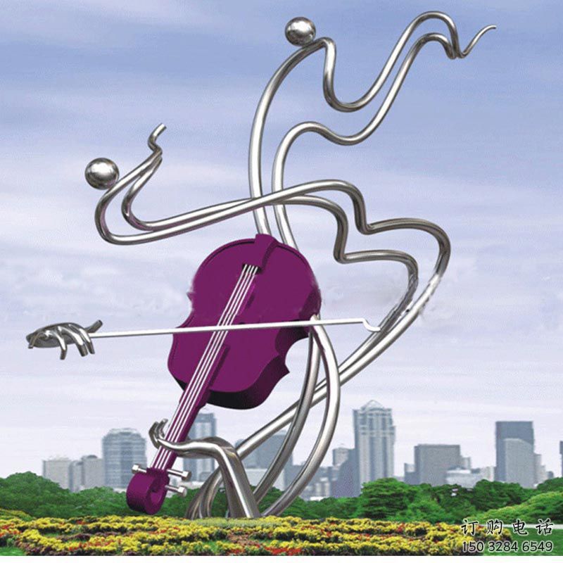 幾何大提琴雕塑廠家 公園小品 現代不銹鋼大提琴雕塑