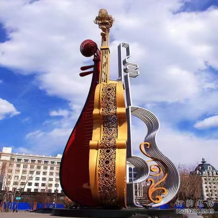 抽象大提琴雕塑廠家 烤漆小品 戶外不銹鋼大提琴雕塑制作