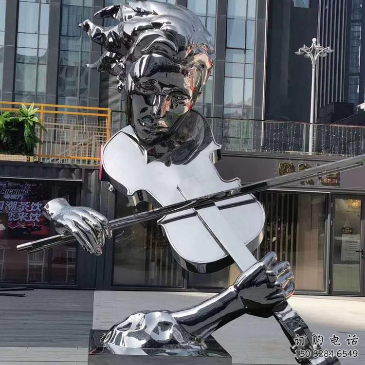 步行街吉他雕塑廠家 歐式小品 戶外不銹鋼吉他雕塑制作