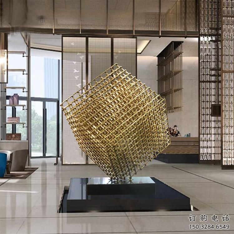 創意方格雕塑廠家 現代小品 酒店不銹鋼方格雕塑廠家