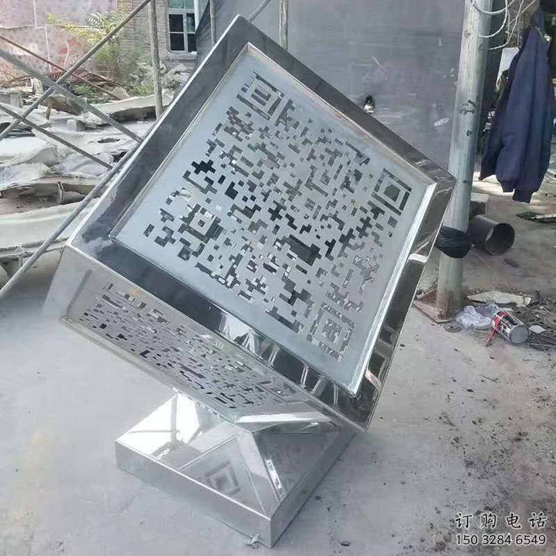 現(xiàn)代正方形雕塑廠家 大型別墅區(qū)擺件 鏤空不銹鋼正方形雕塑廠