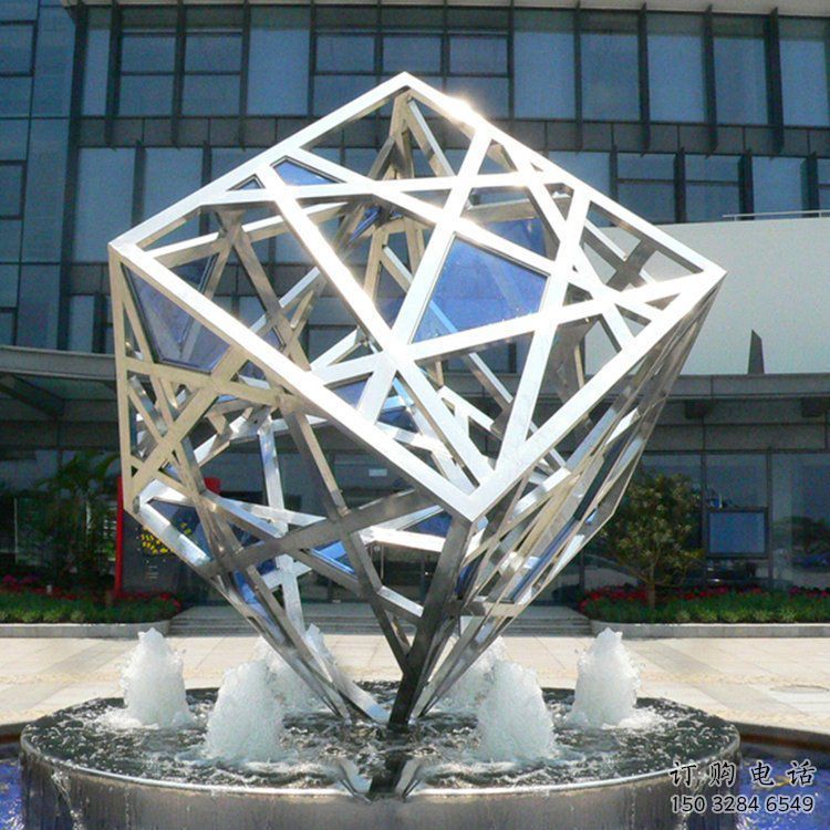 中式正方形雕塑廠家 鏤空小品 游樂場不銹鋼正方形雕塑廠