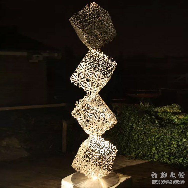 燈光幾何體雕塑廠家 創(chuàng)意小品 商業(yè)街不銹鋼幾何體雕塑廠