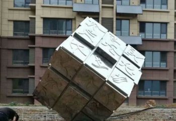 鏡面立方體雕塑廠家 大型擺件 房地產(chǎn)不銹鋼立方體雕塑廠