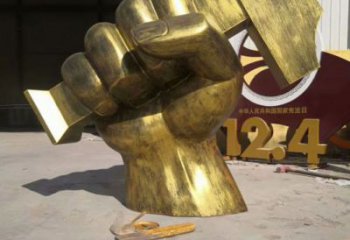 噴漆拳頭雕塑廠家 中式小品 現代不銹鋼拳頭雕塑廠