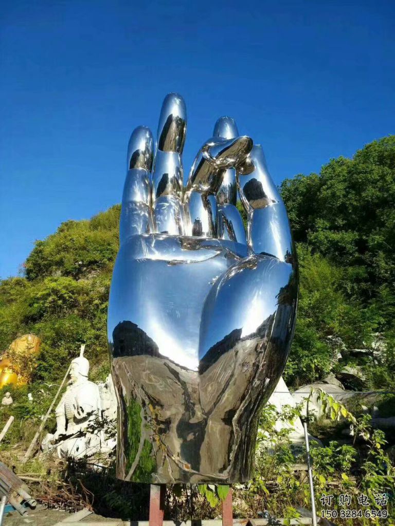 鏡面佛手雕塑廠家 大型擺件 創(chuàng)意不銹鋼佛手雕塑廠