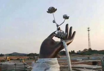 創意拈花指雕塑廠家 創意小品 公園不銹鋼拈花指雕塑廠