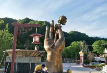 抽象拈花指雕塑廠家 公園小品 戶外不銹鋼拈花指雕塑廠