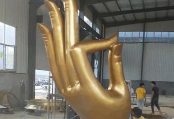 噴漆拈花指雕塑廠家 中式小品 現(xiàn)代不銹鋼拈花指雕塑廠