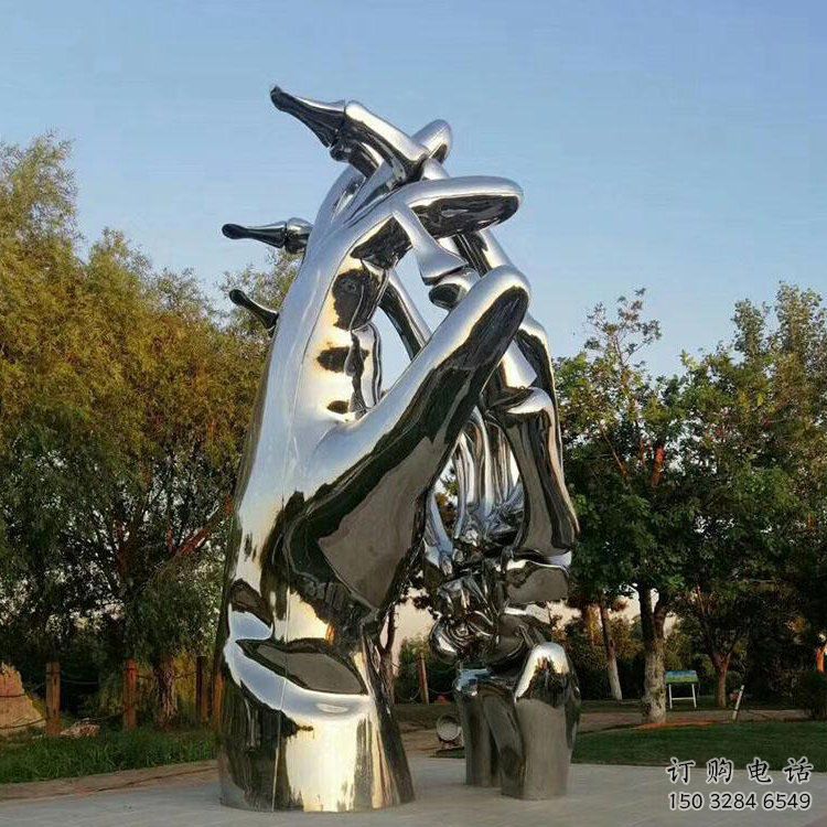 鏡面手掌雕塑廠家 烤漆大型擺件 大型不銹鋼手掌雕塑廠