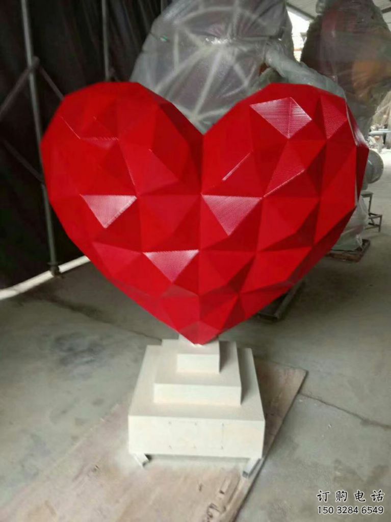 幾何愛心雕塑廠家 現(xiàn)代小品 抽象不銹鋼愛心雕塑廠