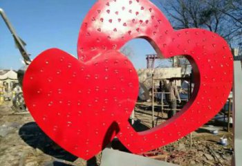 彩繪心心相印雕塑廠家 街頭現(xiàn)代烤漆擺件 